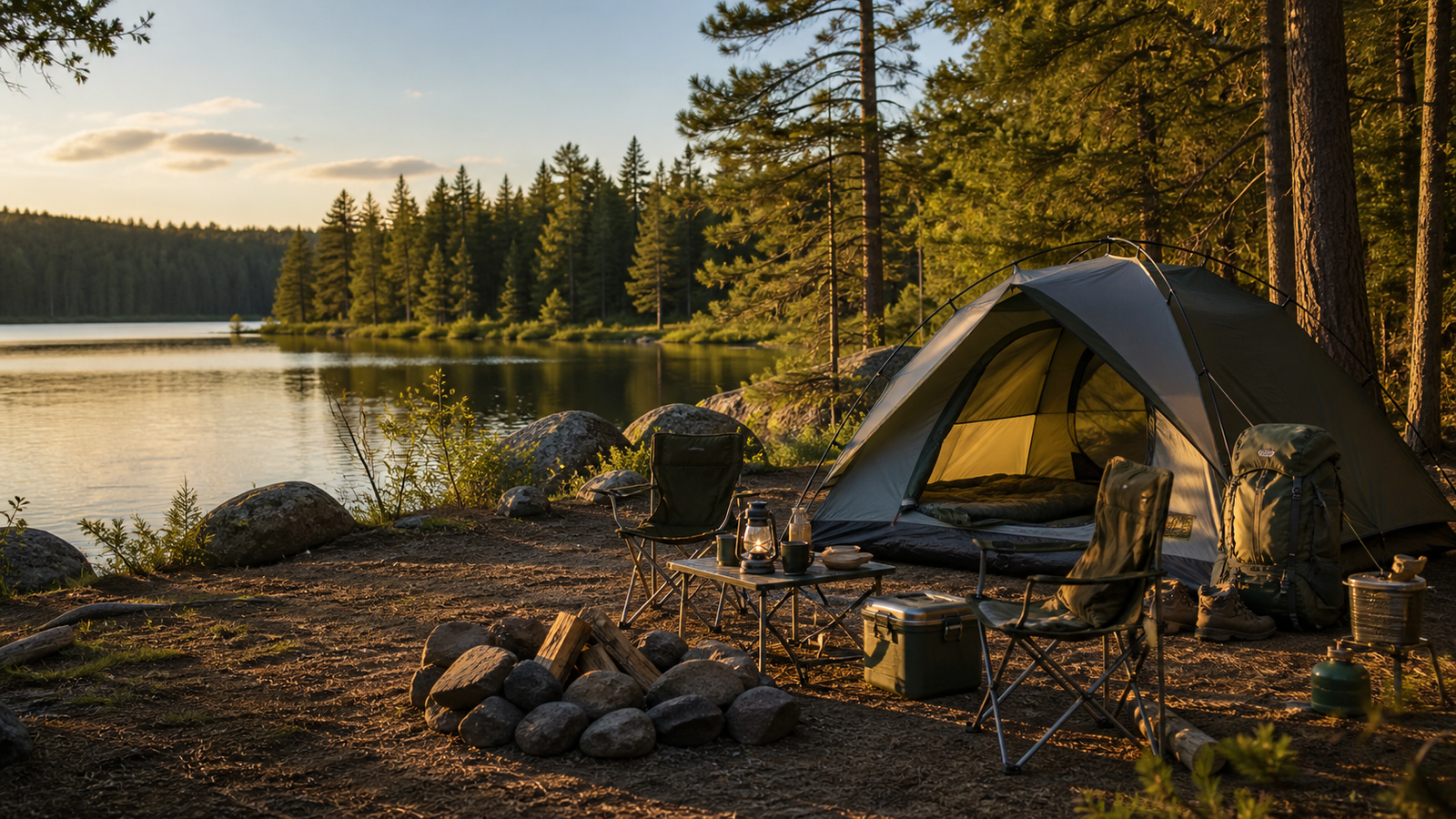 Premium camping setup in the forest